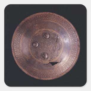 Stahlschild mit verwickelter Golddekoration Quadratischer Aufkleber