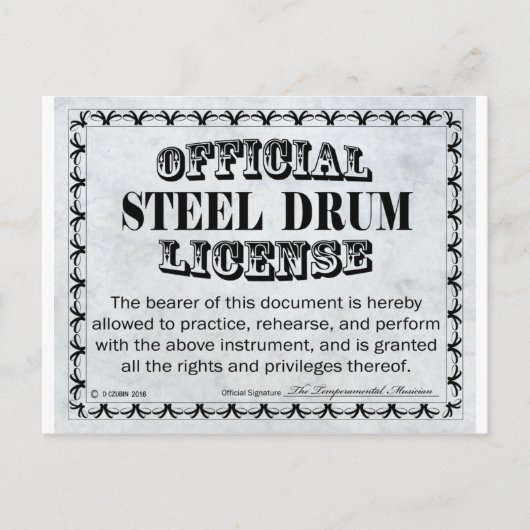 Stahltrommel-Lizenz Postkarte (Vorderseite)
