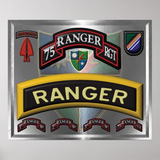 Stahltyp Gerahmt 75. Ranger Regiment Poster (Vorne)