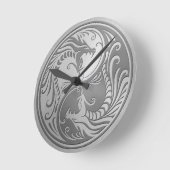StahlYin Yang Drachen Runde Wanduhr (Winkel)