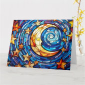 Stain Glas Art Moon und Sterne Karte (Gelbe Blume)