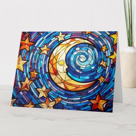 Stain Glas Art Moon und Sterne Karte (Vorderseite)