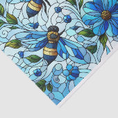 Stain Glass Charming Bees Blue Seidenpapier (Ausschnitt)