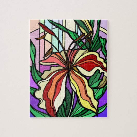 Stain Glass Colorful Liege Blume Puzzle (Vertikal)