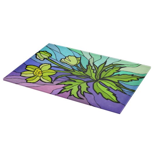 Stain Glass Daisies Cutting Board Schneidebrett (Ecke)