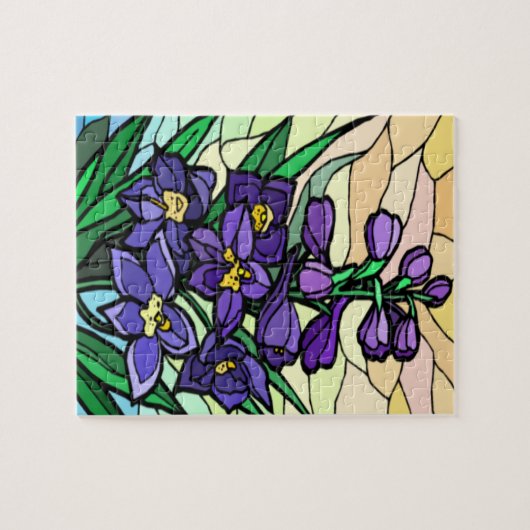 Stain Glass Dendrobium Lila Blume Puzzle (Horizontal)