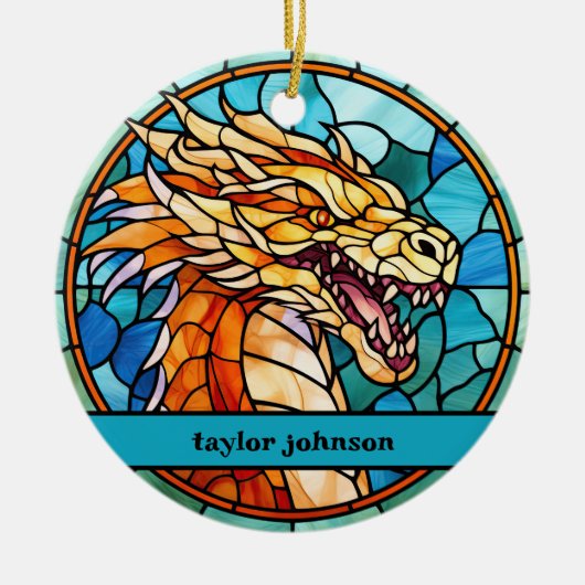 Stain Glass Dragon Keramik Ornament (Vorne)
