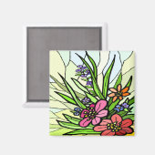 Stain Glass Flower Garden Magnet (Vorderseite/Rückseite)