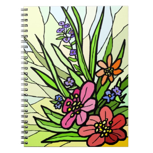 Stain Glass Flower Garden Spiral Notebook Notizblock (Vorderseite)