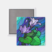 Stain Glass Lila Blume Magnet (Vorderseite/Rückseite)