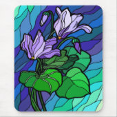 Stain Glass Lila Blume Mousepad (Vorne)