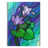 Stain Glass Lila Blume Spiral Notebook Notizblock (Vorderseite)