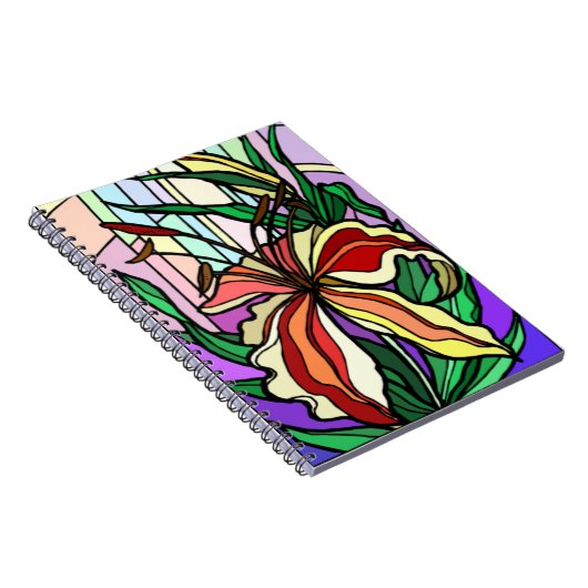 Stain Glass Lily Spiral Notebook Notizblock (Rechte Seite)