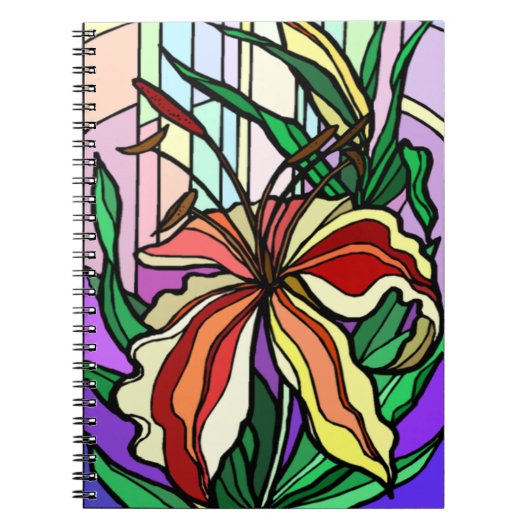Stain Glass Lily Spiral Notebook Notizblock (Vorderseite)