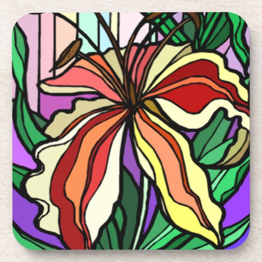 Stain Glass Lily Untersetzer (Vorderseite)