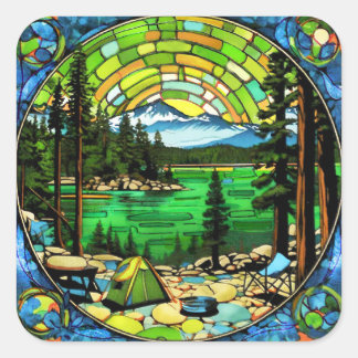 Stain Glass Mountain Sticker