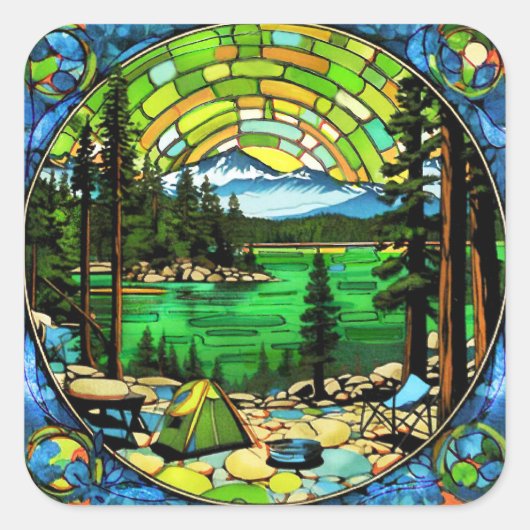 Stain Glass Mountain Sticker (Vorderseite)