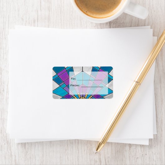 Stain Glass Ray Blau und Lila Adressaufkleber (Insitu)