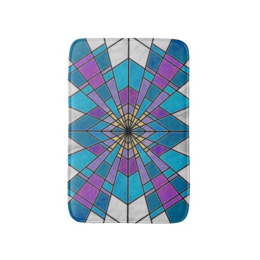 Stain Glass Ray Blau und Lila Badematte (Vorderseite Vertikal)
