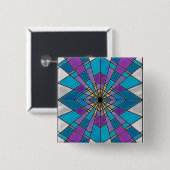 Stain Glass Ray Blau und Lila Button (Vorne & Hinten)