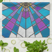 Stain Glass Ray Blau und Lila Geschirrtuch (Gefaltet)