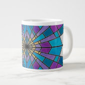 Stain Glass Ray Blau und Lila Jumbo-Tasse (Vorderseite Rechts)