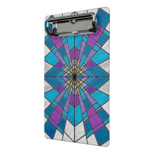 Stain Glass Ray Blau und Lila Mini Klemmbrett (Gewinkelt2)
