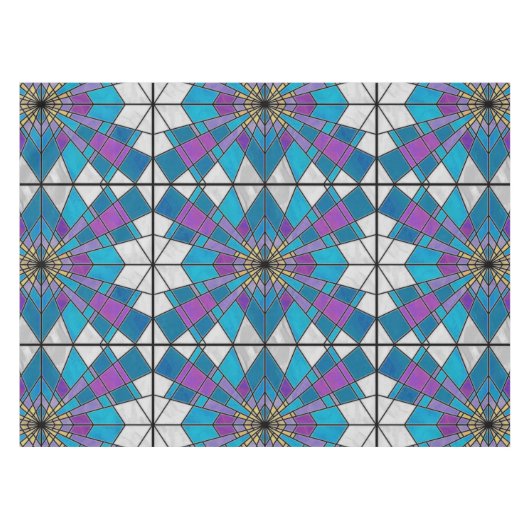 Stain Glass Ray Blau und Lila Tischdecke (Vorderseite (Horizontal))