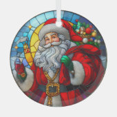 Stain Glass Santa Claus Ornament Aus Glas (Vorderseite)