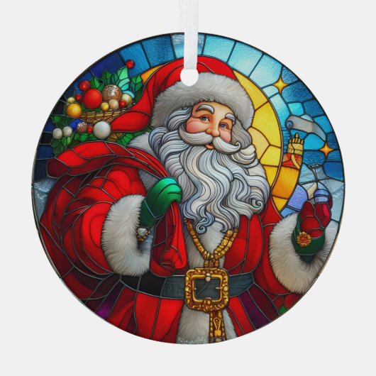 Stain Glass Santa Claus Ornament Aus Glas (Rückseite)