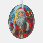 Stain Glass Santa Claus Ornament Aus Glas (Vorderseite Rechts)
