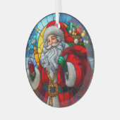 Stain Glass Santa Claus Ornament Aus Glas (Vorderseite links)