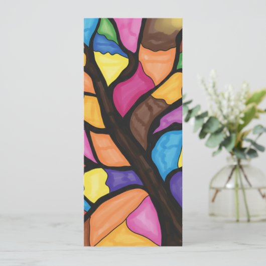 Stain glass tree art einladung (Stehend Vorderseite)