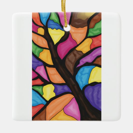 Stain glass tree art  keramikornament (Vorderseite)