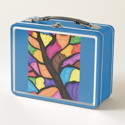 Stain glass tree art  metall brotdose (Vorderseite)