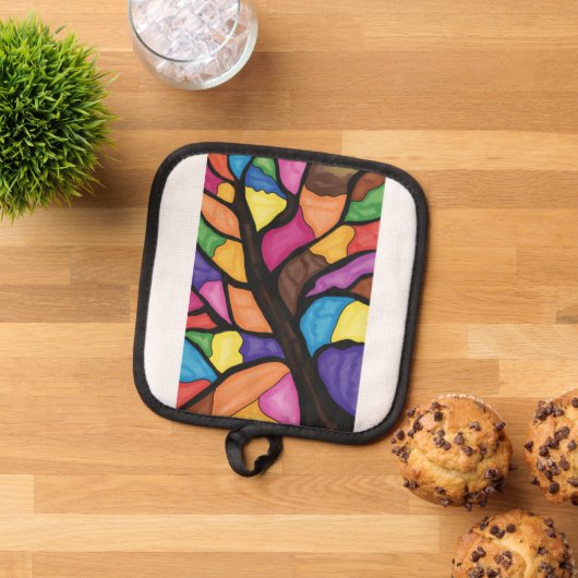 Stain glass tree art  topflappen (Oben Unten)