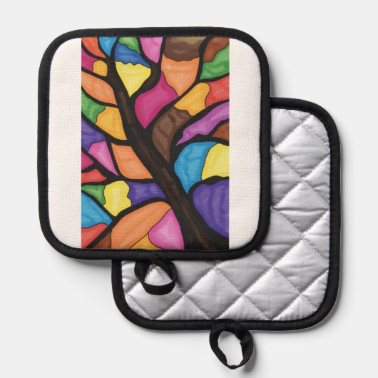 Stain glass tree art  topflappen (Vorderseite/Rückseite)