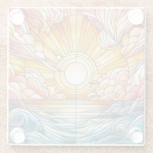 Stain Glass Warm Sunset Glasuntersetzer (Rückseite)