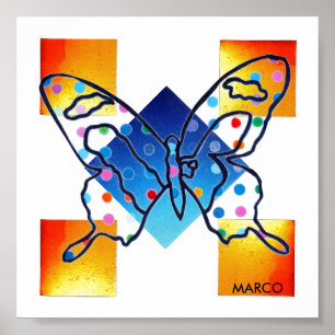 Stain Glass Window Butterfly Druckplakat Poster