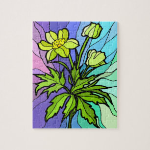 Stain Glass Yellow Daisy Blume Puzzle