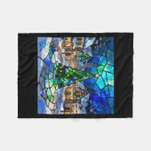 Stained Gl Christmas Tree Winter Village Holiday A Fleecedecke (Vorderseite (Horizontal))