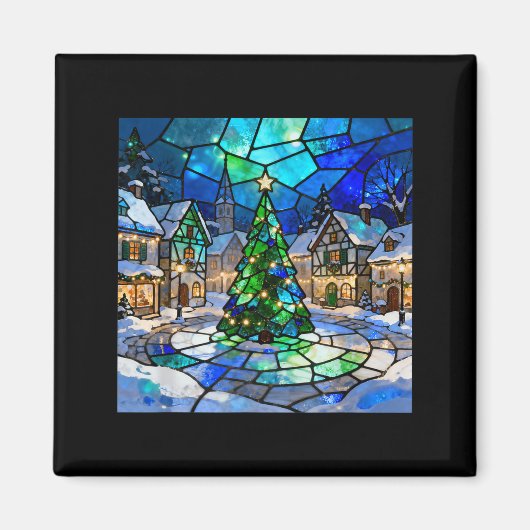 Stained Gl Christmas Tree Winter Village Holiday A Magnet (Vorne)