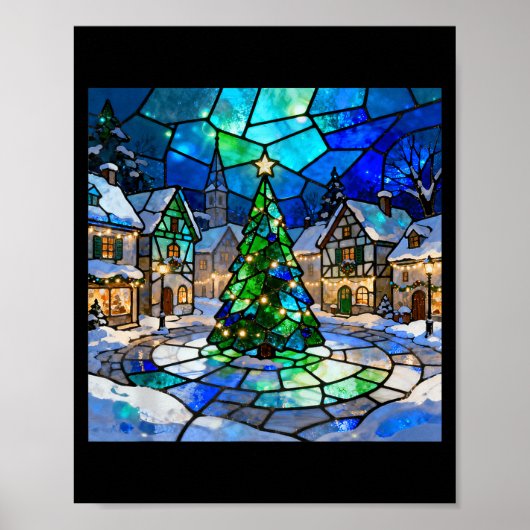 Stained Gl Christmas Tree Winter Village Holiday A Poster (Vorne)