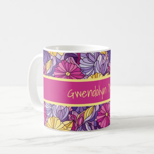 Stained Glass Abstract Purple Yellow Pink Kaffeetasse (Vorderseite Links)