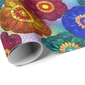 Stained Glass Abstract Red Green Blue Orange Geschenkpapier (Rolleneckpunkt)