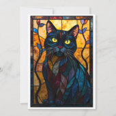 Stained Glass Animal Rescue Organization Black Cat Dankeskarte (Vorderseite)