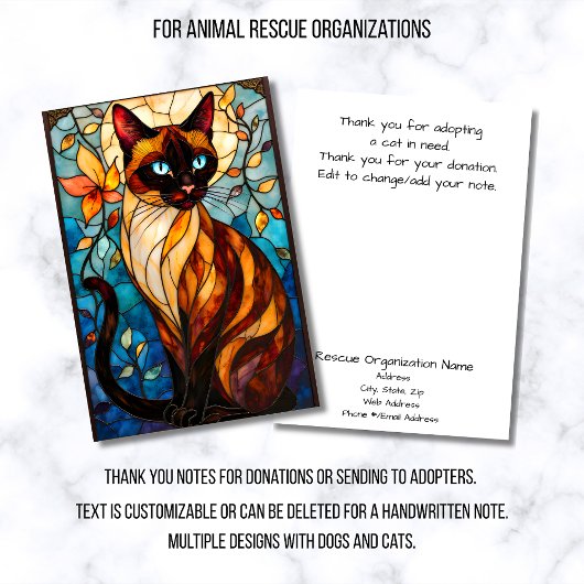 Stained Glass Animal Rescue Organization Cat Dankeskarte