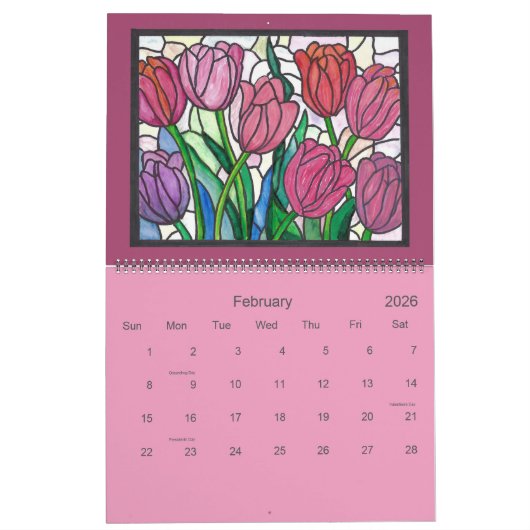 Stained Glass Art Calendar Kalender (Feb 2026)