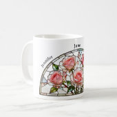 Stained Glass Birth Flower June Rose Personalized Kaffeetasse (Vorderseite Links)