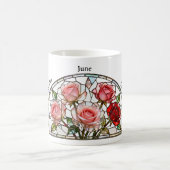 Stained Glass Birth Flower June Rose Personalized Kaffeetasse (Mittel)